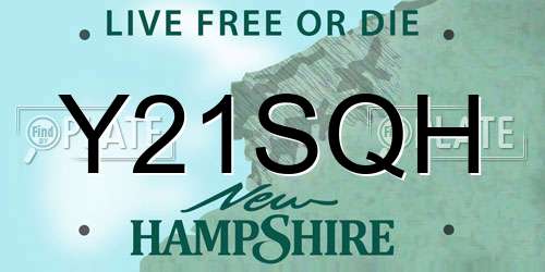 Y21SQH New Hampshire License Plate