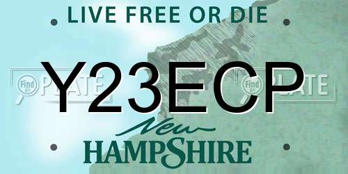 Y23ECP New Hampshire License Plate