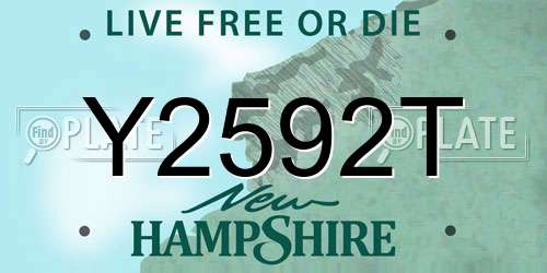 Y2592T New Hampshire License Plate