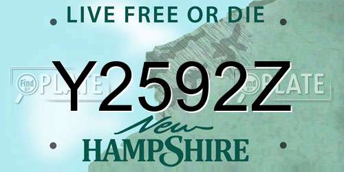 Y2592Z New Hampshire License Plate