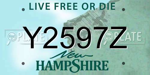 Y2597Z New Hampshire License Plate
