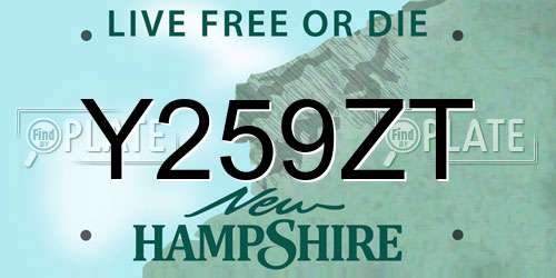 Y259ZT New Hampshire License Plate
