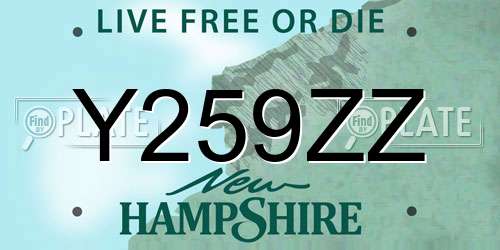 Y259ZZ New Hampshire License Plate