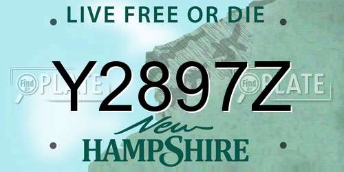Y2897Z New Hampshire License Plate