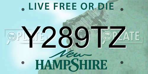 Y289TZ New Hampshire License Plate