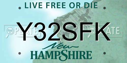 Y32SFK New Hampshire License Plate