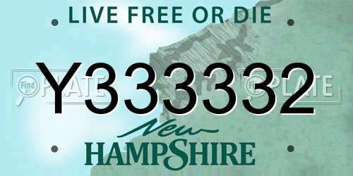 Y333332 New Hampshire License Plate