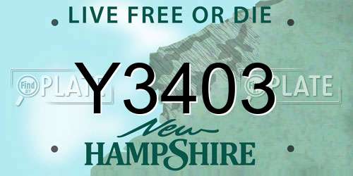 Y3403 New Hampshire License Plate