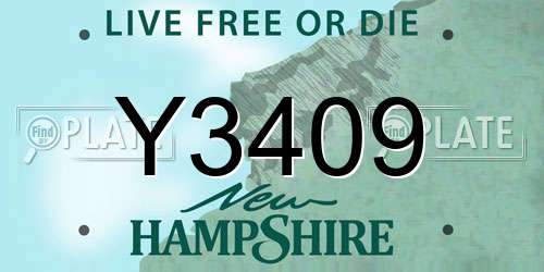 Y3409 New Hampshire License Plate