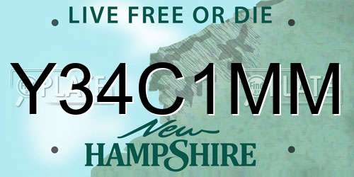 Y34C1MM New Hampshire License Plate
