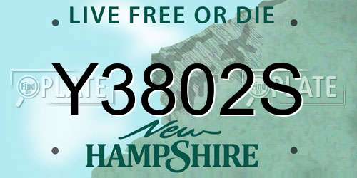 Y3802S New Hampshire License Plate