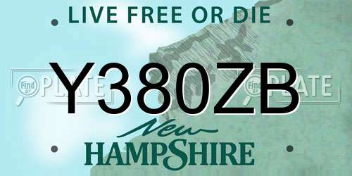 Y380ZB New Hampshire License Plate
