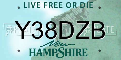 Y38DZB New Hampshire License Plate