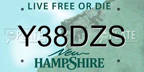 Y38DZS New Hampshire License Plate