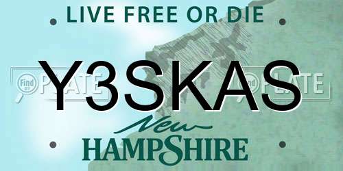 Y3SKAS New Hampshire License Plate