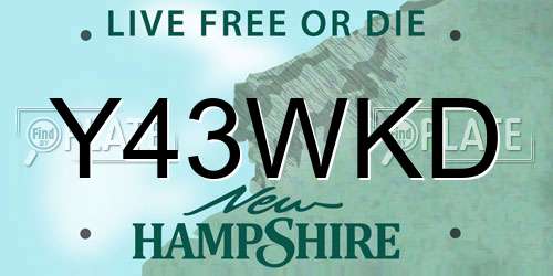 Y43WKD New Hampshire License Plate
