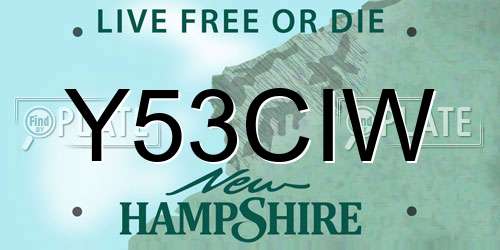 Y53CIW New Hampshire License Plate