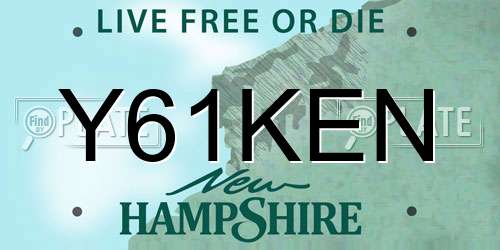 Y61KEN New Hampshire License Plate