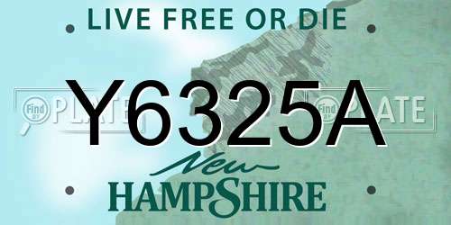 Y6325A New Hampshire License Plate