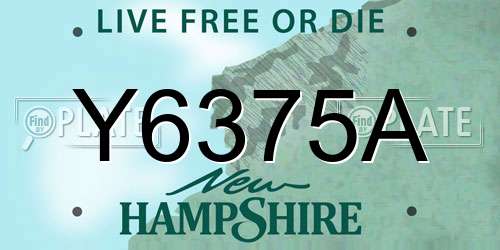 Y6375A New Hampshire License Plate