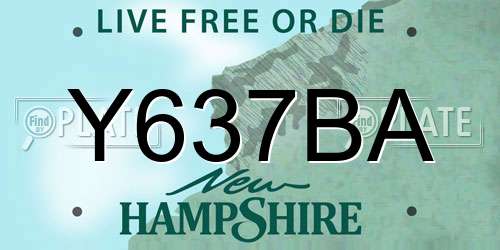 Y637BA New Hampshire License Plate