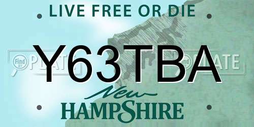 Y63TBA New Hampshire License Plate