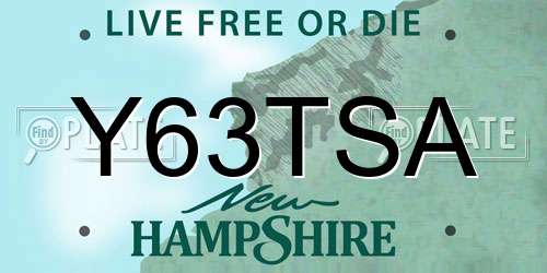 Y63TSA New Hampshire License Plate