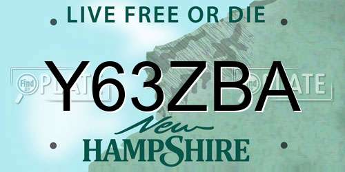 Y63ZBA New Hampshire License Plate