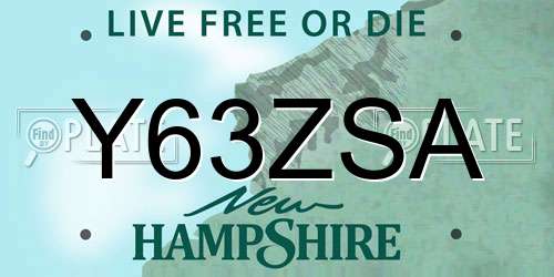 Y63ZSA New Hampshire License Plate