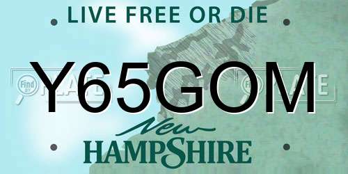 Y65GOM New Hampshire License Plate