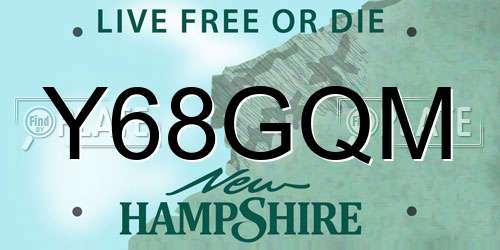 Y68GQM New Hampshire License Plate