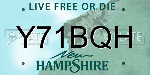 Y71BQH New Hampshire License Plate