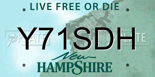 Y71SDH New Hampshire License Plate