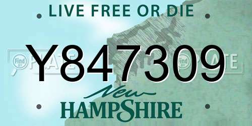 Y847309 New Hampshire License Plate