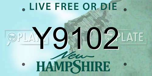 Y9102 New Hampshire License Plate