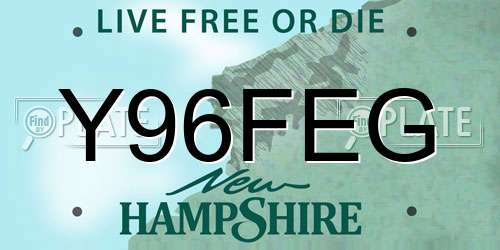 Y96FEG New Hampshire License Plate