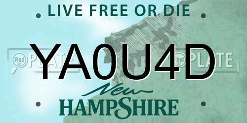 YA0U4D New Hampshire License Plate