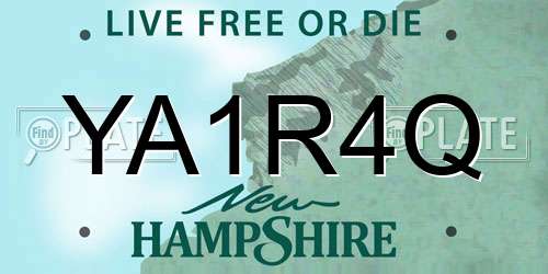 YA1R4Q New Hampshire License Plate