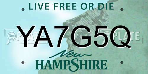 YA7G5Q New Hampshire License Plate