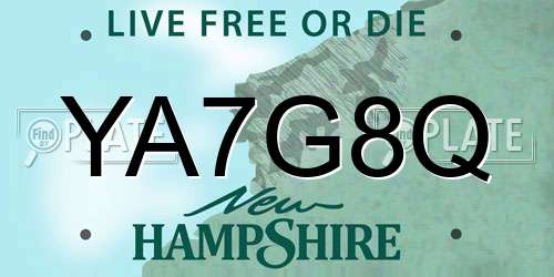 YA7G8Q New Hampshire License Plate