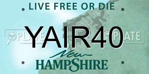 YAIR40 New Hampshire License Plate