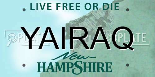 YAIRAQ New Hampshire License Plate