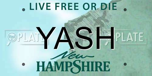 YASH New Hampshire License Plate