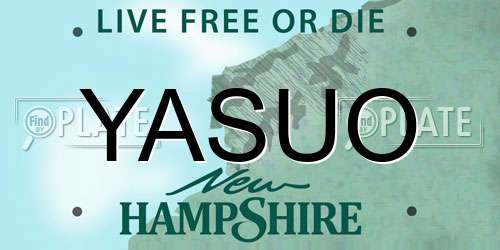 YASUO New Hampshire License Plate