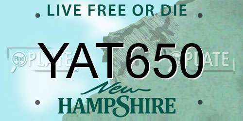 YAT650 New Hampshire License Plate
