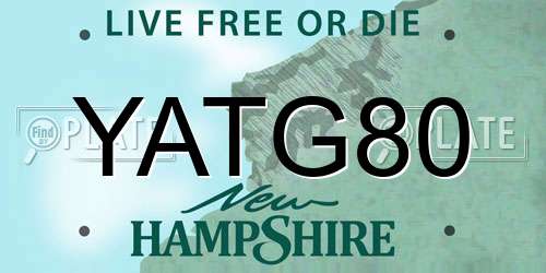 YATG80 New Hampshire License Plate