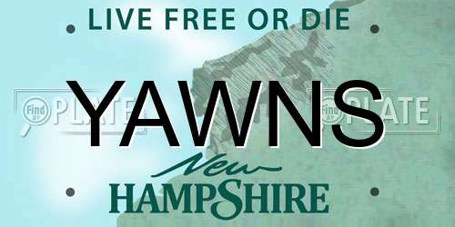 YAWNS New Hampshire License Plate