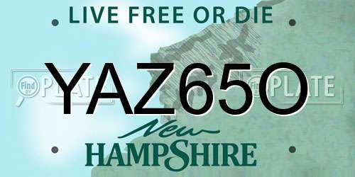 YAZ65O New Hampshire License Plate