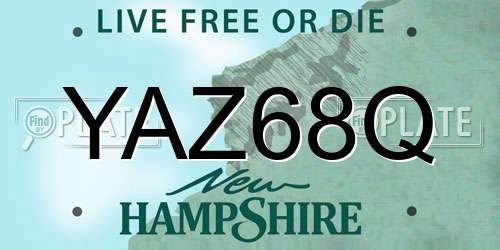 YAZ68Q New Hampshire License Plate