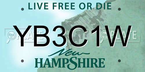 YB3C1W New Hampshire License Plate